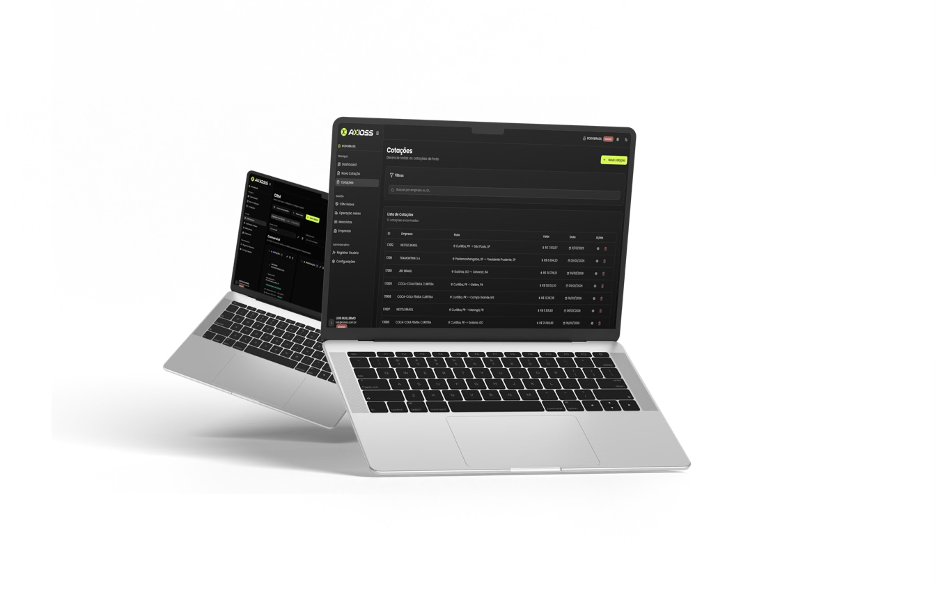 Dois notebooks mostrando a plataforma
